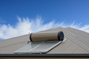 Solar hot water tank on roof of Adelaide house